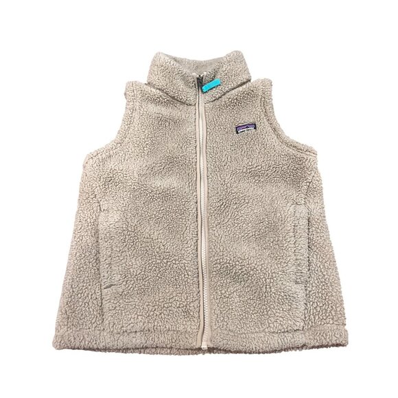Patagonia Kids Los Gatos Grey Full Zip Sherpa Fleeve Vest Jacket sz Large - Picture 1 of 6